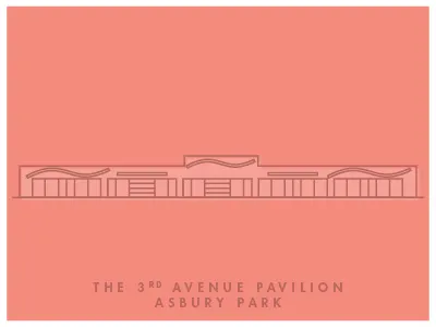 The 3rd Avenue Pavilion architecture building flat geometric icon line art vector