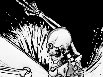 Surfin' art board chris illustration peace skeleton sketch skull surf surfer tongue wojcicki