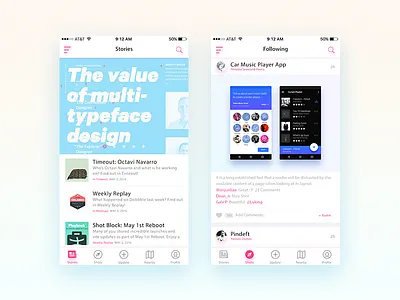 Stories & Shots app concept dribbble shots stories