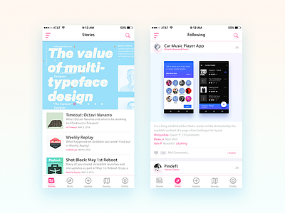 Stories & Shots app concept dribbble shots stories