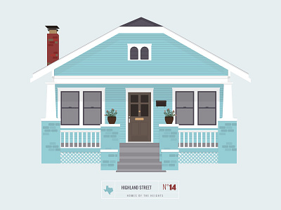 Homes of The Heights // No. 14 bright building heights house houston illustration line neighborhood series vector