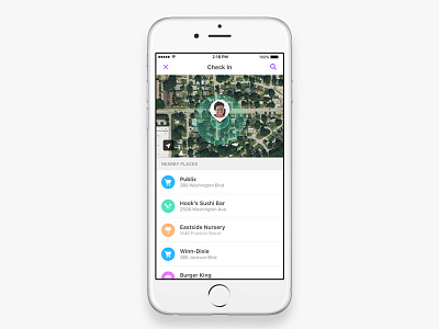 Check In alert checkin icons list location map ui