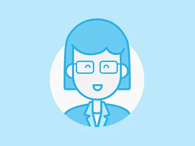 Female Face Illustration blue corporate glasses icon illustration white