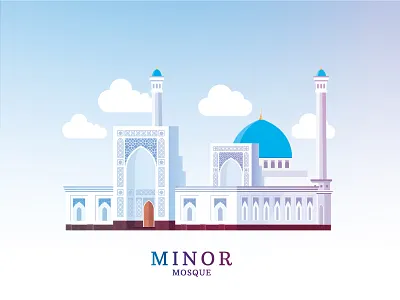 Minor mosque in Tashkent arabic building gradient illustration mosque tashkent uzbekistan