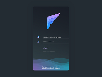 Dark Login app client email icon ios mail pigeon screen signin signup wing
