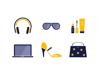Iconpack bag glasses headphones highheals icon illustration laptop makeup