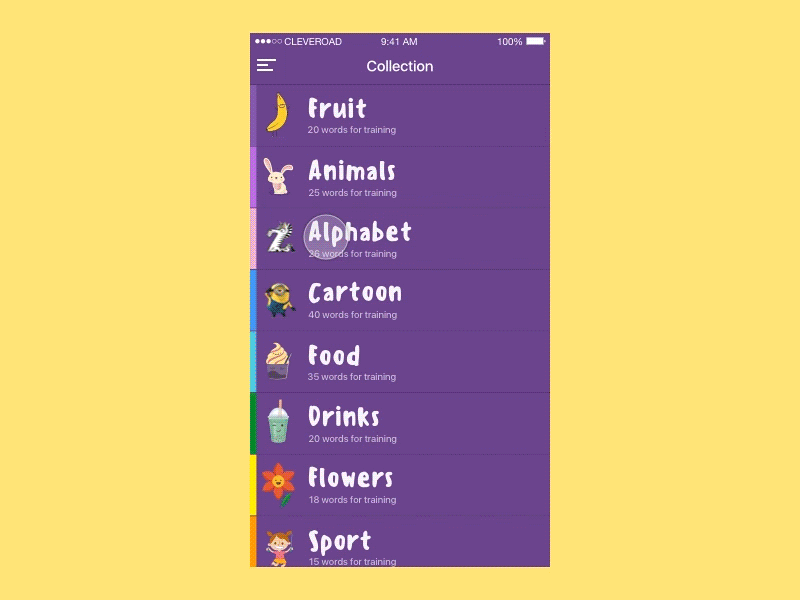 Example of Kids Dictionary App