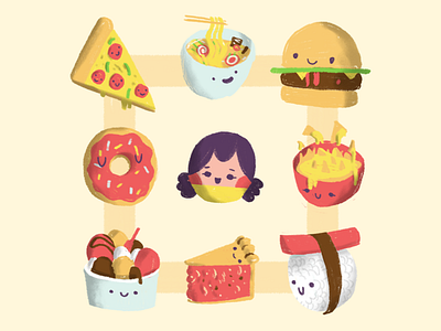 Eat What You Want burgers cake chips food pizza ramen sushi