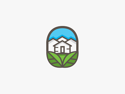 Little White House badge house icon illustration leaf line