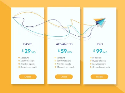 Pricing Plan advanced basic plane pricing pro website yellow