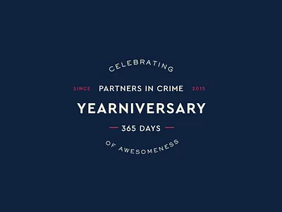 Yearniversary Badge 365 anniversary badge celebrate lock up navy pink type typography