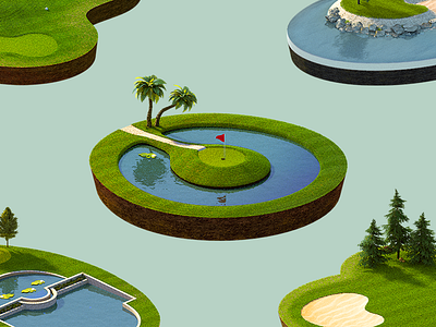 Golf Course Icons 3d blender course darkfejzr game golf icon identity ios madeo set