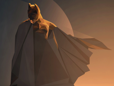 Black Sunrise! batman comic dark dc fire gif hero low poly moon polygon sunrise