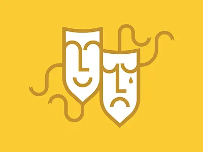 Comedy/tragedy acting actor comedy drama greece happy illustration mask sad thicklines tragedy