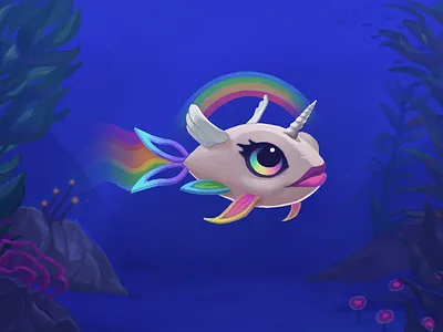 Rainbow fish artwork drawing fish illustration painting photoshop studyflow underwater