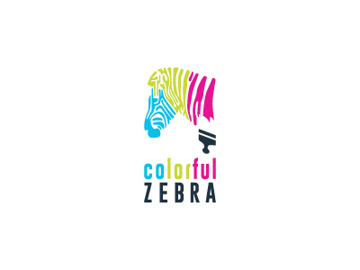 Colorful Zebra Logo animal brush color colorful logo nature paint zebra