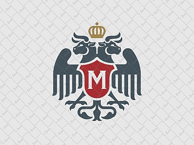 Eagle Bulls Logo animal bull crest crown eagle heraldry horns initial logo for sale royal shield winged