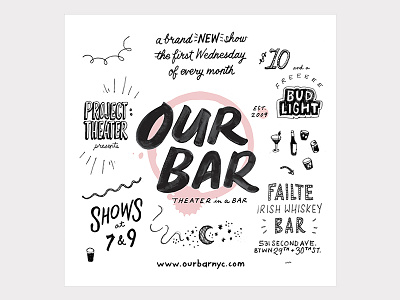 Our Bar Promo 2 doodle flyer handwritten illustration informal lettering promo scribble