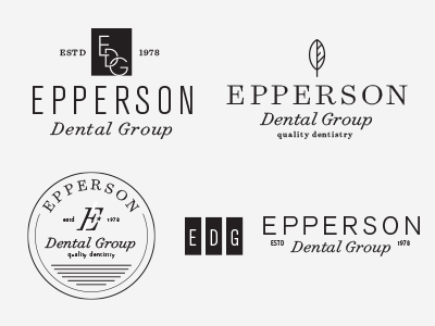 Epperson Dental Group 2 dental dentist design e group leaf logo monogram san serif script seal typography