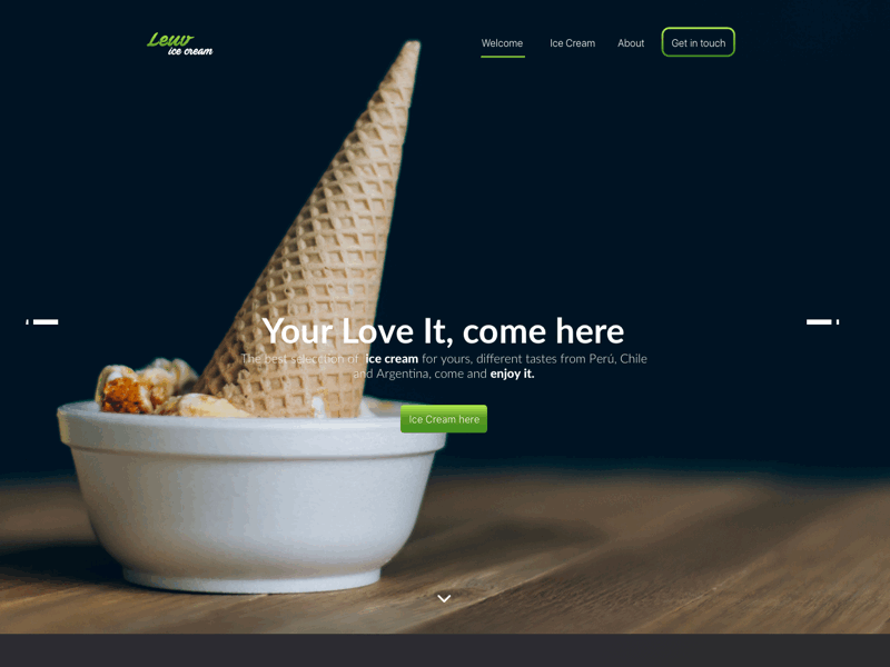 Web Page - Leuv Ice Cream cream design ice love minimalistic page product simple ui visual web