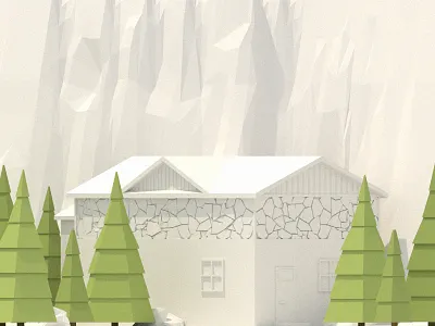 Low Poly Cabin 3d blender building cabin house isometric landscape low model mountain poly tree
