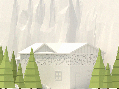 Low Poly Cabin 3d blender building cabin house isometric landscape low model mountain poly tree