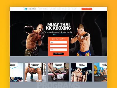 Marketmuscle Theme gym martial arts orange theme white wordpress