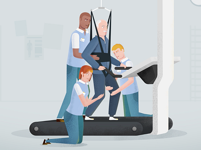 ABILITY Automated gait rehabilitation with LYRA 2d animation characters clipatize doctor dog explainer healthcare hospitals illustration medical video