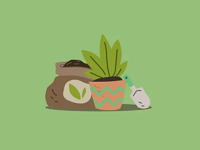 Gardening topper - potting design fertiliser flat gardening green grow illustration nature pot plant vector