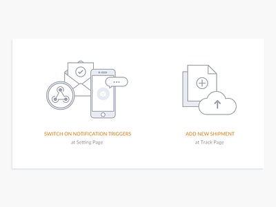 Illustrations on Setting Page add aftership document email icon illustration notification onboarding sms trigger ui upload