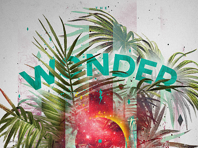 Wonder clean jungle leaf nature palm poster stripe summer tree typo