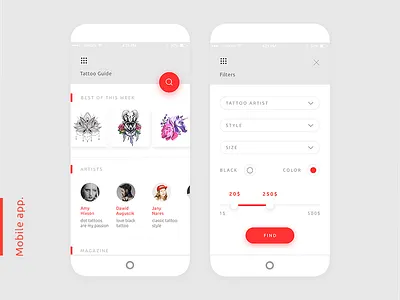 Tattoo showroom application clean ios shop showroom tattoo ui ux white