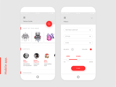 Tattoo showroom application clean ios shop showroom tattoo ui ux white