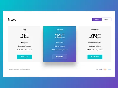Pricing Table gradient pricing table
