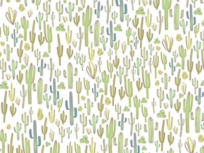 Cacti design digital gouache illustration surface pattern