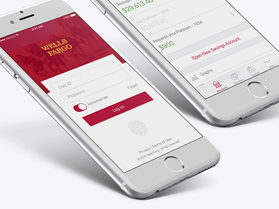 Wells Fargo iOS App Redesign app bank ios list login mobile money sign in touch id wells fargo