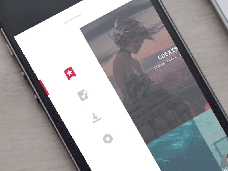 Music search app blue button design erroraction floating ios music principle