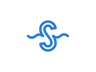 S + S letter s logo mark sea water wave