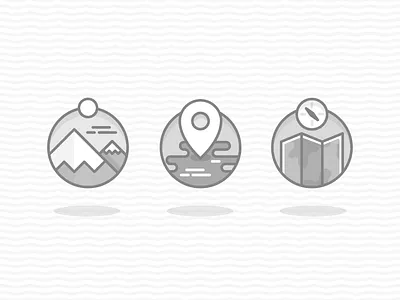 Travel Icons bw icons illustrations round travel