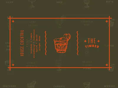 Retreat Gastropub / postcard front brewpub cocktail illustration mailer outdoorsy postcard print design recipe retreat gastropub