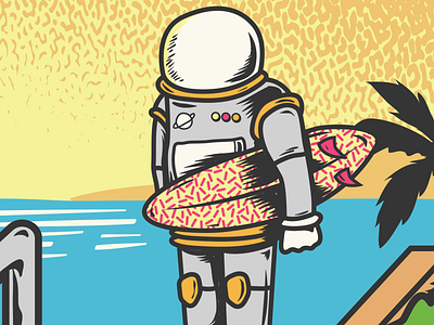 Astronaut Surfer album cover astronaut palmtrees summer surfer