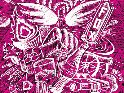 Welcome To Atlanta aiga atlanta brush explosion how illustration magenta poster woodcut