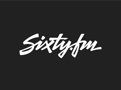 Sixty.fm black lettering logo script