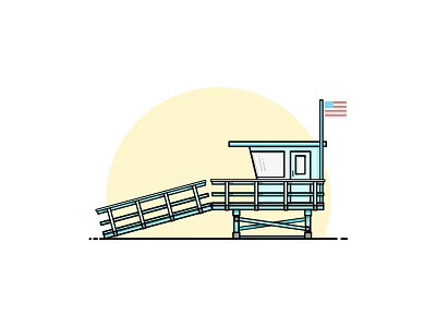 Lifeguard Tower illustration line art minimal simple vector vector illustration