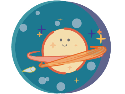 Saturn ai chibi drawing illustration moon planet saturn