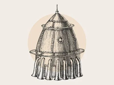 Steam punk rocket booster cosmos graphic punk retro rocket ship sketch space spaceship steam vintage