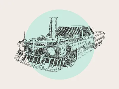 Steam punk automobile car drawing engine graphic punk retro sketch speed steam transport vintage