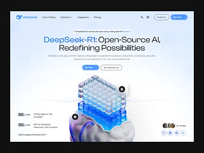 Deepseek Header Redesign Concept ai ai design ai website best web design agency chatgpt website deepseek deepseek website header design illustration website landing page landing page design modern web design modern website tech website technology website ui ux web design web design agency website