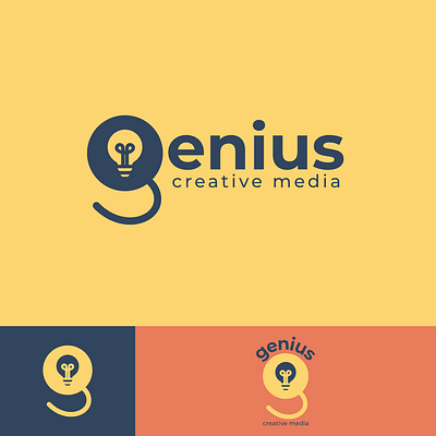 Genius Creative Media Logo abstract brand clean concept creative design flat genius idea innovation inspiration line logo marketing media minimal modern simple symbolic vector