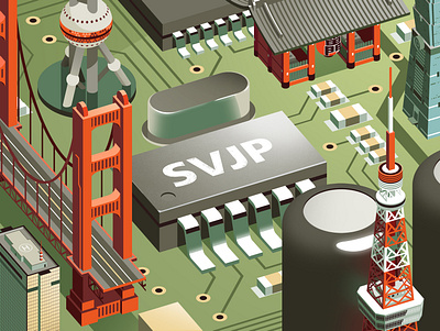 Semiconductor chip landscape illustration